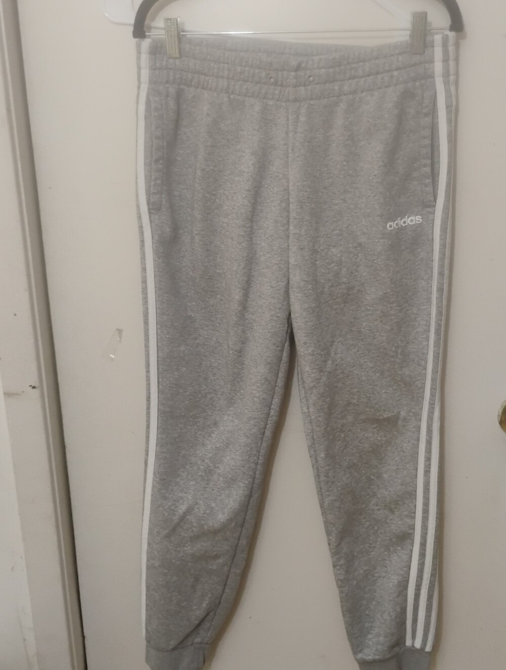 Women's adidas Grey Jogger Pants with White 3-Stripes